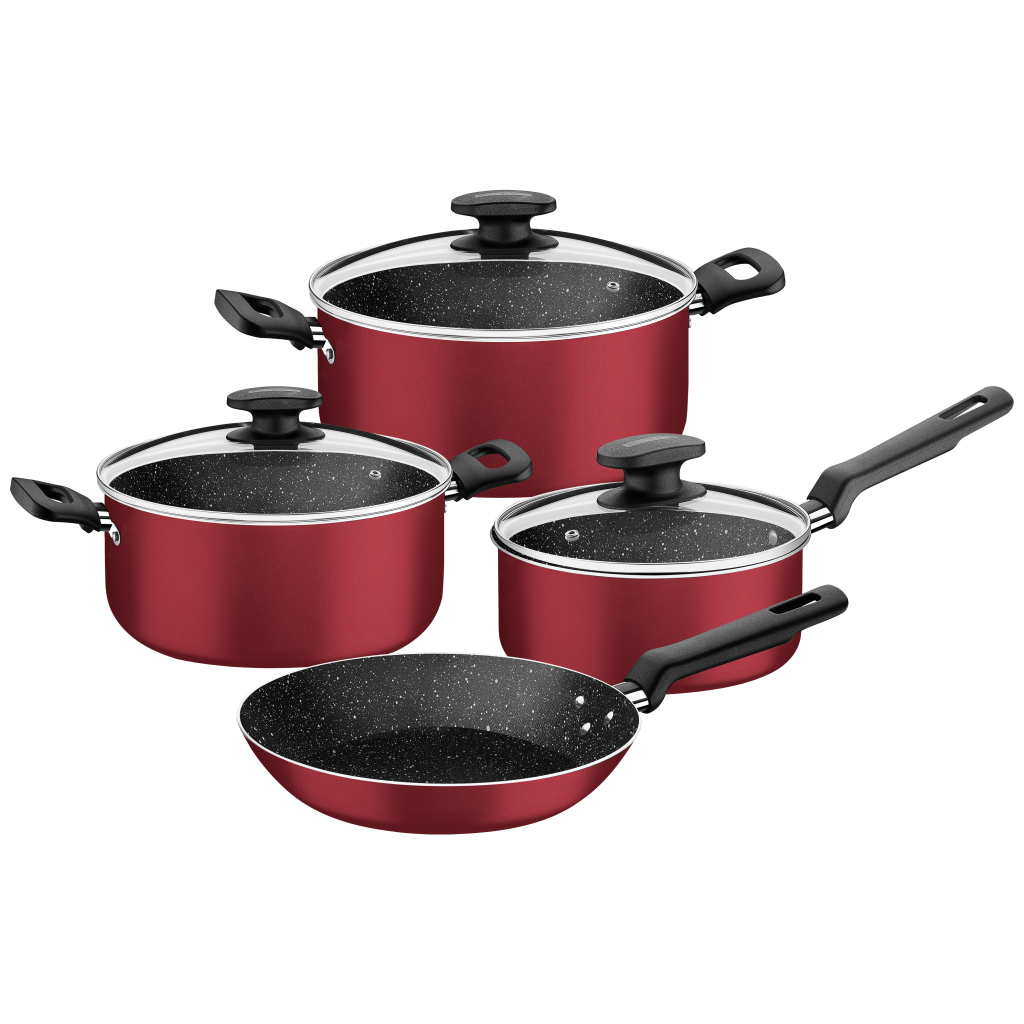 Tramontina Aluminum Cookware Set with Interior and Exterior Starflon Max Nonstick Coating Red 7 Pieces