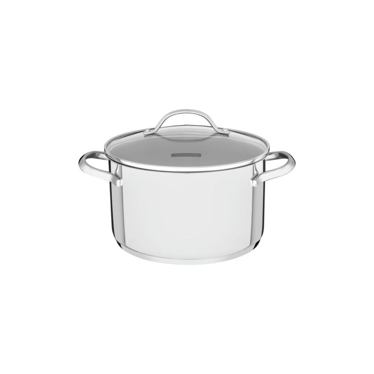 Tramontina Una deep stainless steel casserole dish with tri-ply base and glass lid, 16 cm and 1.8 L