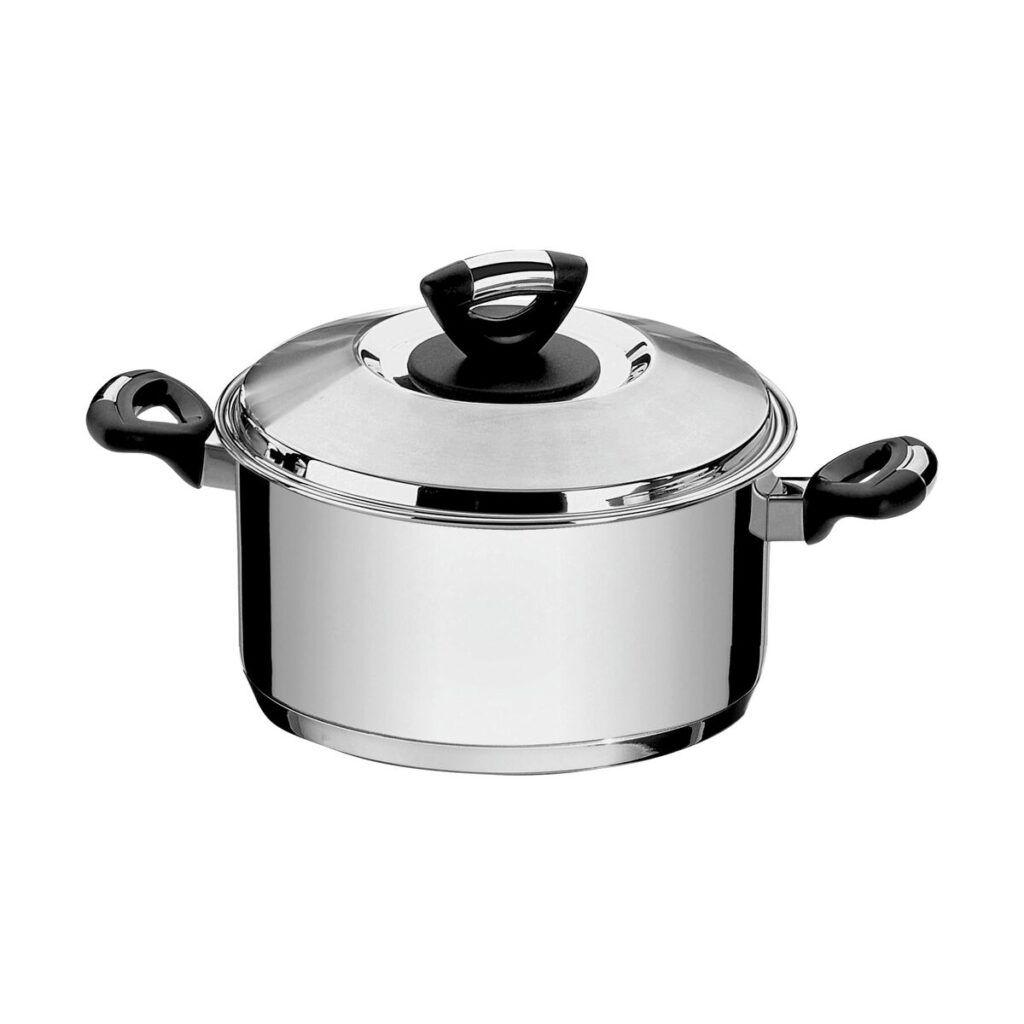 Tramontina Solar Bakelite stainless steel saucepan with lid, long handle and tri-ply base, 24 cm 4.7 L
